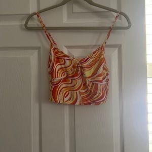 Multi colored swirl corset pattern top